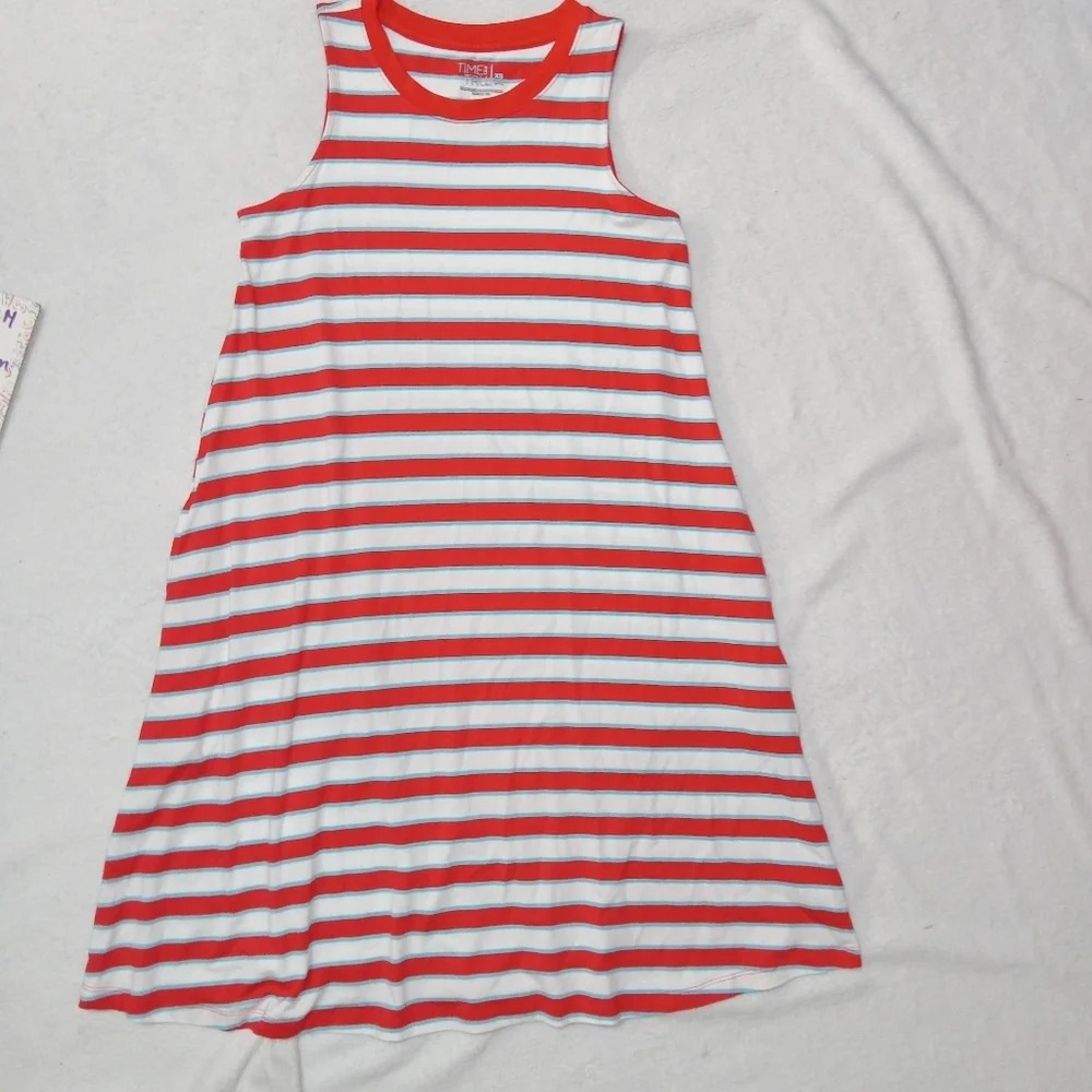 5 for $10 Time and Tru NWOT Red, White, & Lt Blue Striped Sleeveless Dress XS